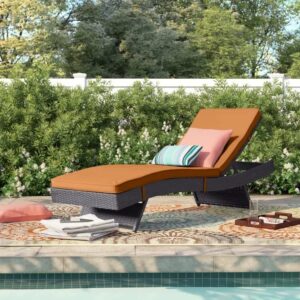 OMCCO 1pcs Furniture Outdoor Rattan and Wicker Adjustable Reclining Backrest Lounger Chair(Orange)