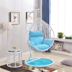 OMCCO Single Seater Swing Chair with Stand & Cushion(Sky Blue)