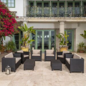 Omcco FURNITURE Outdoor Sofa 8 Seater with Center Table | Patio Outdoor Sofa Set for Balcony | Patio Sofa Two Seater | Garden Sofa Set | Waterproof Outdoor Furniture